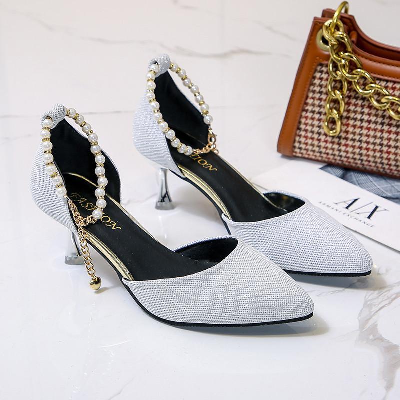 パンプス | ストラップサイドカット ポインテッドトゥ ピンヒール ストラップ 大きいサイズ 靴 黒 滑り止めソール シューズ 30代 ミドルヒール