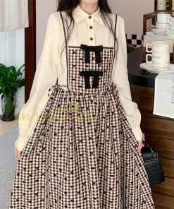 マキシ | フェイクワンピース 秋 レディース 30代40代ワンピース 長袖ワンピース レイヤード風ワンピース Aラインワンピース かわいい 腰着痩せ 美ライン お呼ばれ