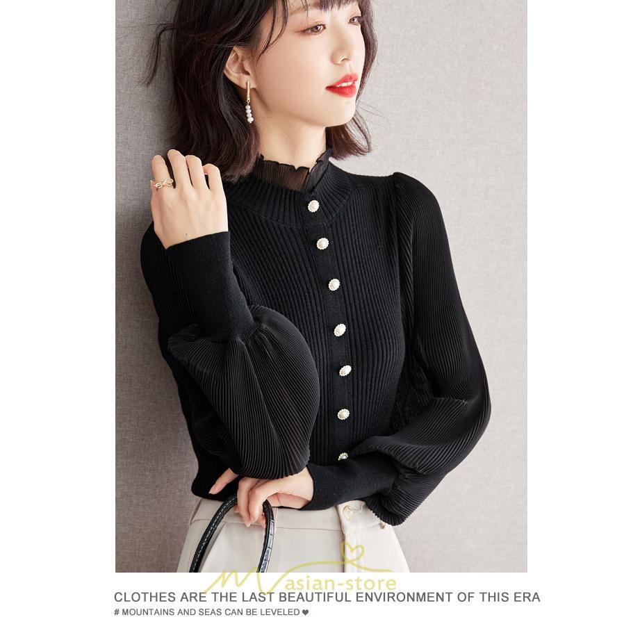 ニット・セーター | カーディガン レディース ニット 上品 カーデ ニットカーディガン 切り替え レース グシンプル 長袖 秋 冬 秋冬 カジュアル 着痩せ 通勤 楽チン レトロ風 大人