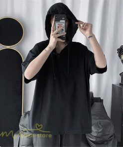 Tシャツ | トップス メンズ カットソー パーカー フード付き カジュアル 無地 7分丈 ゆったり 大きいサイズ 20代 30代 夏新作 ルームウェア 体型カバー シンプル