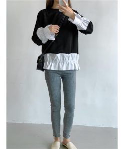 ｔシャツ・カットソー | トレーナー Tシャツ 長袖 レディース カジュアル レイヤード カットソー シャツ 異素材 切り替え トップス Tシャツ 重ね着 20代 ゆったり 秋物 50代 30代