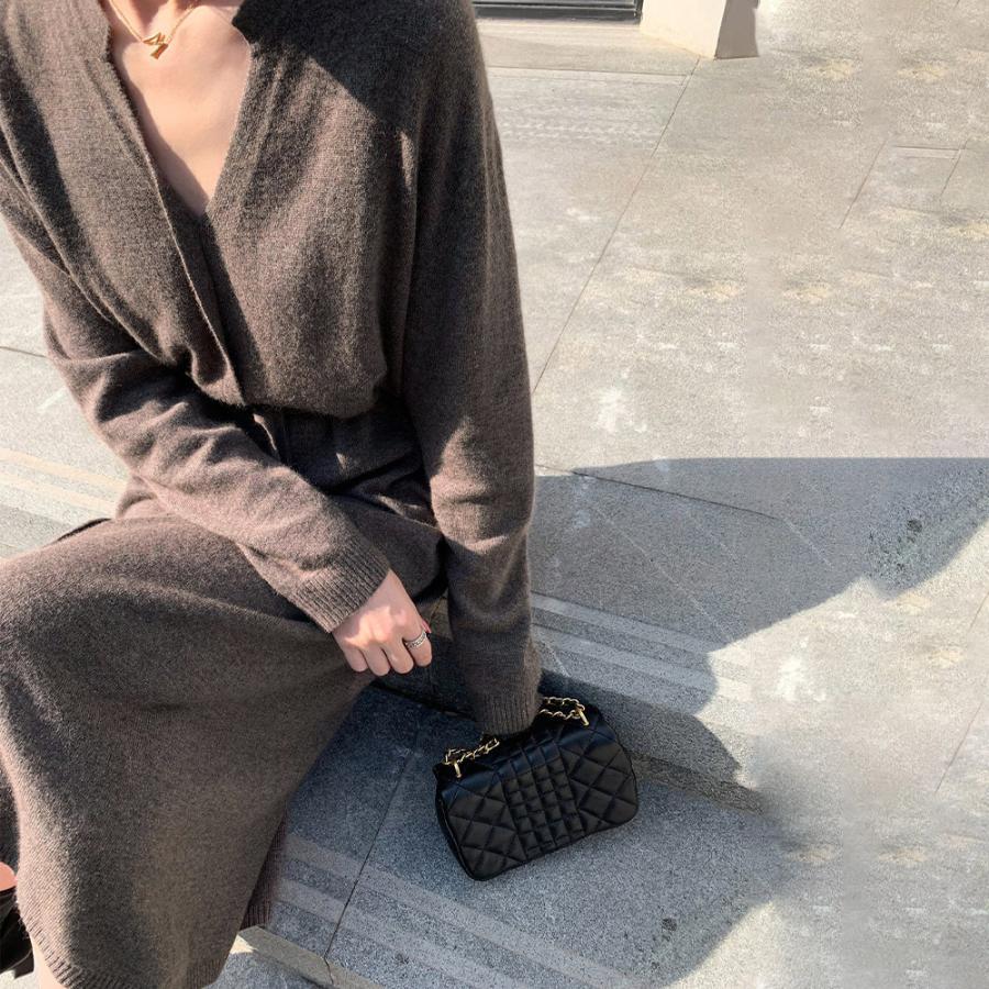 ワンピース | キーネック 大人 おしゃれ ロングワンピ 秋冬 シンプル 上品 ニットレディース セーター暖かい