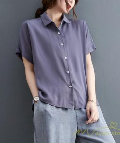 シャツ・ブラウス | シャツ レディース 半袖 トップス ゆったり 羽織り 前開き ブラウス 20代30代40代 無地