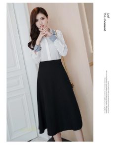 スカート | Aラインフレアビジネスフォーマル OL オフィス 黒ハイウエスト エレガント ヒップアップ シルエット 着痩せ