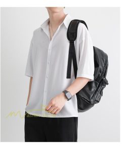 シャツ | 夏メンズ 半袖 涼感 落ち感 トップス 五分袖 前開き 開襟カジュアル男性 無地 かっこいい 上品 スリム 30代40代 大人 仕事 50代 夏服