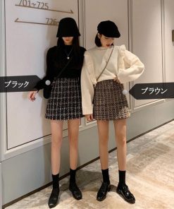 ひざ丈スカート | タイトスカート ハイウエスト チェック柄 レディース 台形スカート スカート ミニスカート ツイード