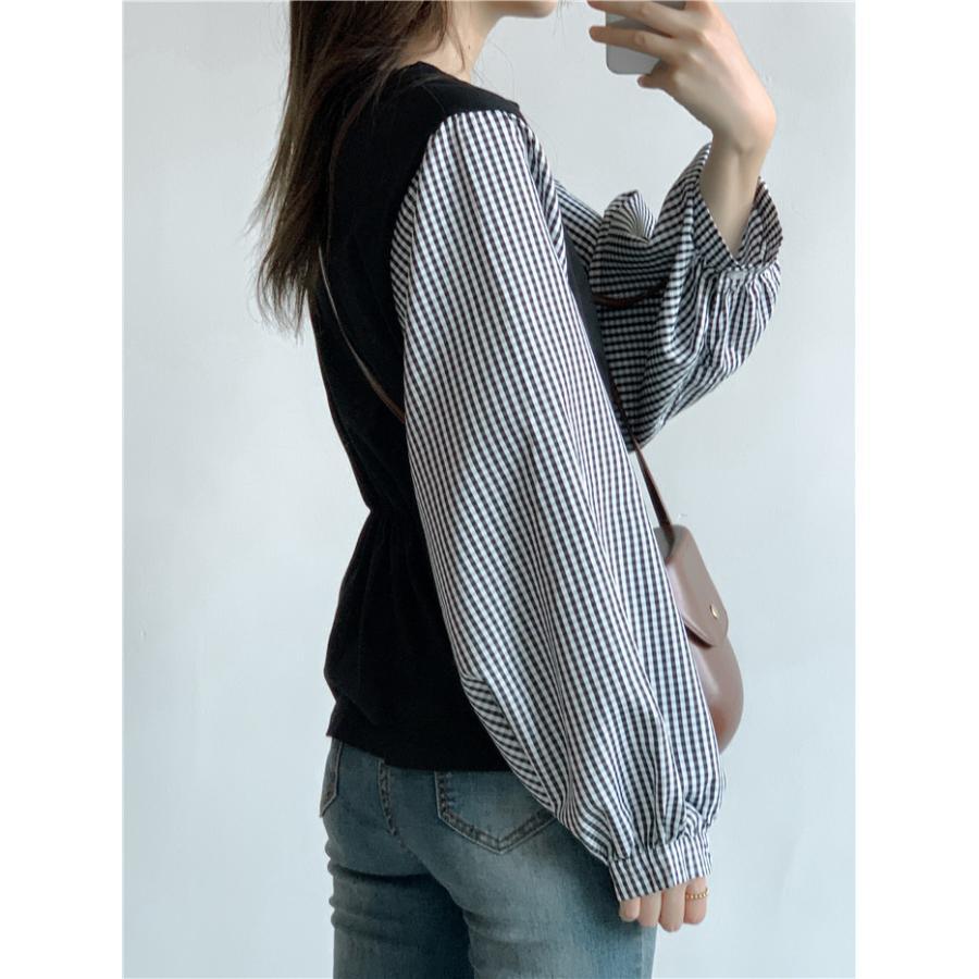 tシャツ・カットソー | Tシャツ 長袖 レディース カジュアル レイヤード カットソー シャツ 異素材 切り替え トップス Tシャツ ブラウス 20代 重ね着 30代 秋物 50代 ゆったり