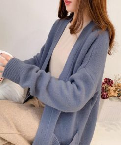 カーディガン | アウター ゆったりVネック ポケット付き 体型カバー 羽織 カーデトップス 無地 おしゃれ ニットレディース