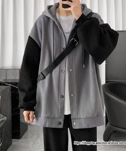 パーカー ジャケット コート | パーカー メンズ カーディガン 長袖 アウター トップス ジャケット 羽織り ボタン ドッキング ポケット フード付き パーカ ボリューム袖 ゆったり 秋物 秋冬