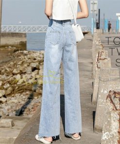 ジーンズ、デニム | デニムパンツ 裾フリンジ スタイリッシュ ハイウエスト ストレートパンツ デイリーコーデ ワイドパンツ 夏コーデ 2020新制作 シングルブレスト マキシ丈パンツ