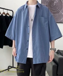 シャツ | 半袖 着痩せ 日常 おしゃれ カジュアル 韓国風 無地 新作 2021 夏コーデ ライトアウター ポケット 通勤通学 トップス ワイドゆったり 人気 上品