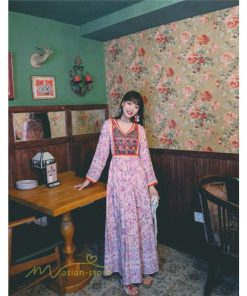 マキシ | ロングワンピース マキシワンピース エスニック リゾート ワンピ コットン カジュアル 大人 春 夏 秋 Vネック ゆったり 着痩せ Aライン 体型カバー きれいめ