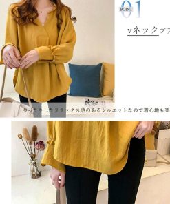 シャツ・ブラウス | 大人 夏 トップス ブラウス オフィス シャツブラウス 長袖 春 フォーマル おしゃれ Vネックブラウス ゆったり レディース