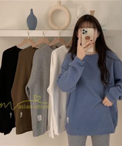パーカー | トレーナー レディース シンプル 秋冬コーデ 長袖トレナー タグ 可愛い トップス 丸首 20代 30代 フリーサイズ ゆったり 体型カバー 40代 50代 Tシャツ