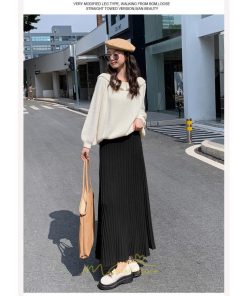 スカート | レディース プリーツ秋 冬 ロング マキシ 落ち感 ウエストゴム ハイウエスト ニット 秋冬コーデ あったか きれいめ おしゃれ カジュアル