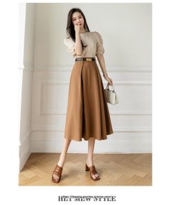 スカート | フレアロングロング丈 ミモレ丈 Aラインベルト付き 通勤 20代 30代 40代 50代 上品 コーデ 着痩せ 高見え 送料無料