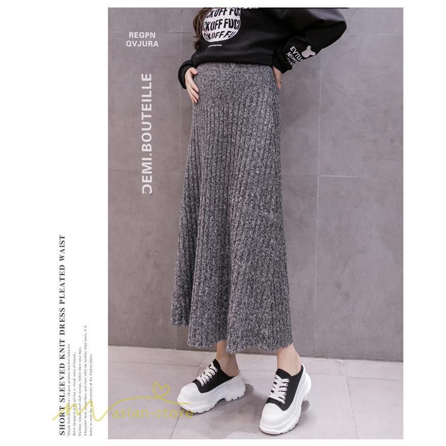 スカート | マタニティ秋 冬 ニット コーデ ロング丈 Aラインマタニティウェア 産前 産後 ゆったり ウエスト調整 きれいめ ハイウエスト 上品