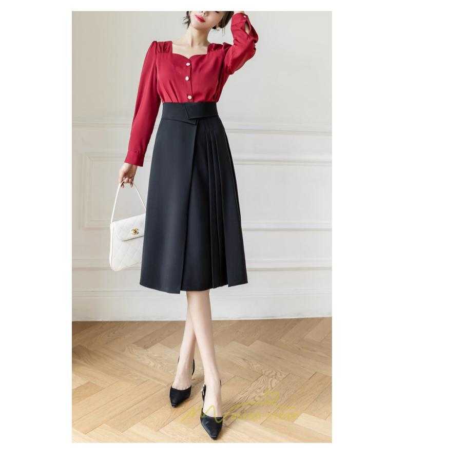 スカート | レディース ロング フレア 黒 Aライン 秋冬 ミモレ ハイウエスト 体型カバー キレイめ オシャレ フェミニン 着痩せ 通勤 お出かけ 可愛い 通学