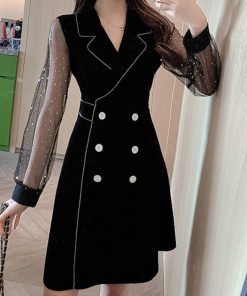 ドレス | ワンピース 黒 チュール袖ミニワンピース