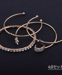 その他アクセサリー | 4点セット 星 カフブレスレット モチーフ ラインストーン 女友達 月 キラキラ カフバングル レディース 誕生日プレゼント アクセサリー