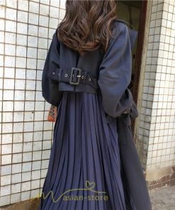 チェスターコート | トレンチコート レディース ロングコート ジャケット 切替 バッグプリーツ 長袖 秋物 アウター 防風 大人 無地 秋コーデ お洒落 エレガント 上品感 後ろベルト