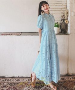 マキシ | リゾートワンピ ビーチウェア リゾート ワンピース レース 夏 秋 大人可愛い リゾート お出かけ 愛されコーデ 流行 お茶会 半袖 女子会 ダンス 学園祭 撮影会