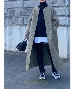 ダウンジャケット コート | キルティングコート ダウンコート ロングコート ノーカラー 長袖アウター 中綿コート アウター 防寒 防風 30代40代50代 厚手 秋冬コート コート 大人 ポケット