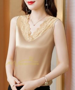 キャミソール タンクトップ | トップス タンクトップ レディース ノースリーブ Vネック Vネックタンク 20代30代40代50代 ママ 母 インナー カジュアル お出かけ カシュクール レース付き