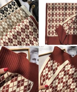 マフラー | アーガイル柄 ニットレトロ風