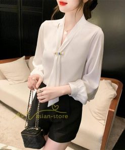 シャツ・ブラウス | ブラウス レディース きれいめ 40代 春秋 上品 無地 ブラウス 長袖 ゆったり オシャレ 韓国風 通勤 着痩せ 50代 フェミニン エレガント 大人 30代 リボン付き