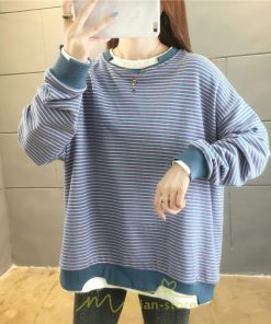 パーカー | 重ね着風トレーナー レディース 長袖 トップス カジュアル スウェット 丸首 プルオーバー ゆったり 抜け感 シンプル 大人 無地 ボーダー柄