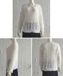 ニット・セーター | ケーブル編みニットトップス Vネック春秋