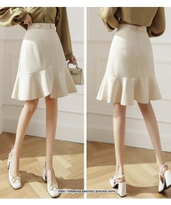 スカート | レディース ミニ膝上 マーメイド着痩せ フェミニン 優雅 上品 フリル 2022新作 韓国風 秋冬コーデ キレイめ 通勤 オシャレ 通学
