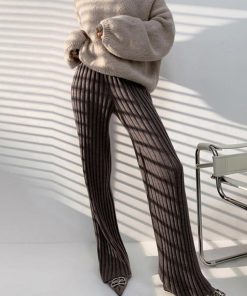 ワイドパンツ | リブニットパンツ リラックスパンツ厚手