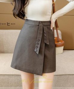 スカート | ミニレディース Aライン タイト フェイクレザー リボン ショート丈 カジュアル お出かけ 通勤 韓国風 2022秋冬 オシャレ 新作 着回し