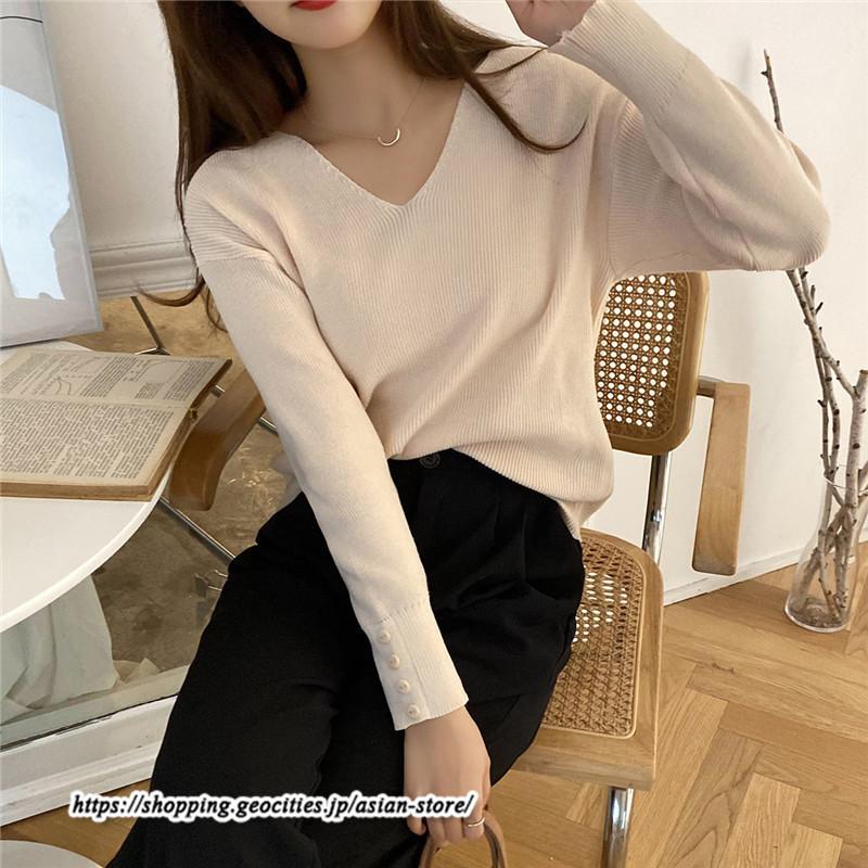 ニット・セーター | カットソー ニット レディース リブニット 長袖 秋冬 春 トップス スリム ストレッチ インナー 無地 長袖カットソー 長袖ニット 通学通勤 プルオーバー 着痩せ