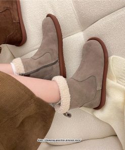 ブーツ | ムートンレディース ショートムートン 靴 防寒 冬物 フラットヒール 痛くない 防滑 ふわふわ もこもこ 履きやすい 歩きやすい 暖かい