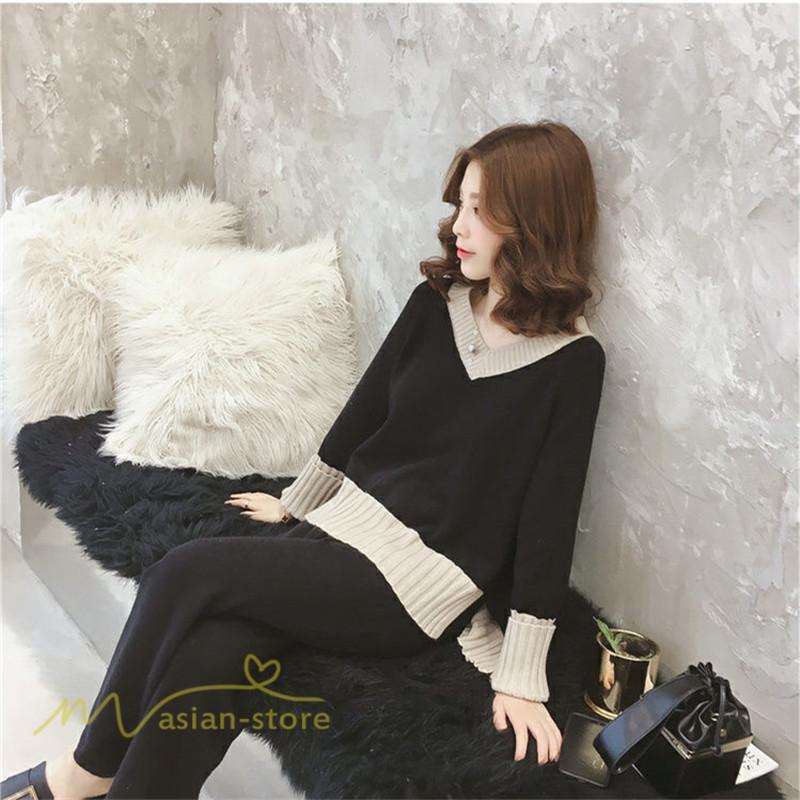 セットアップ | 2点セット ニットセーター レディース 秋 冬 長袖 セーター 上下セット かわいい 20代 30代 カジュアル 40代 ワイドパンツ 着痩せ 50代 新作