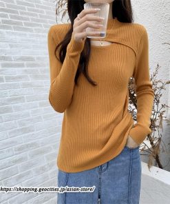 ニット・セーター | カットソー ニット レディース リブニット 長袖 秋冬 春 トップス スリム ストレッチ インナー 無地 着痩せ 長袖ニット 長袖カットソー 通学通勤 プルオーバー