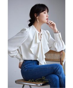 シャツ・ブラウス | ブラウス シャツ レディース 40代 上品 ブラウス きれいめ 通勤 OL ビジネス ゆったり 白 トップス 優雅 フェミニン シフォン 長袖 50代 20代 30代