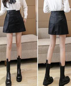 ミニスカート | PUレザー ハイウエスト