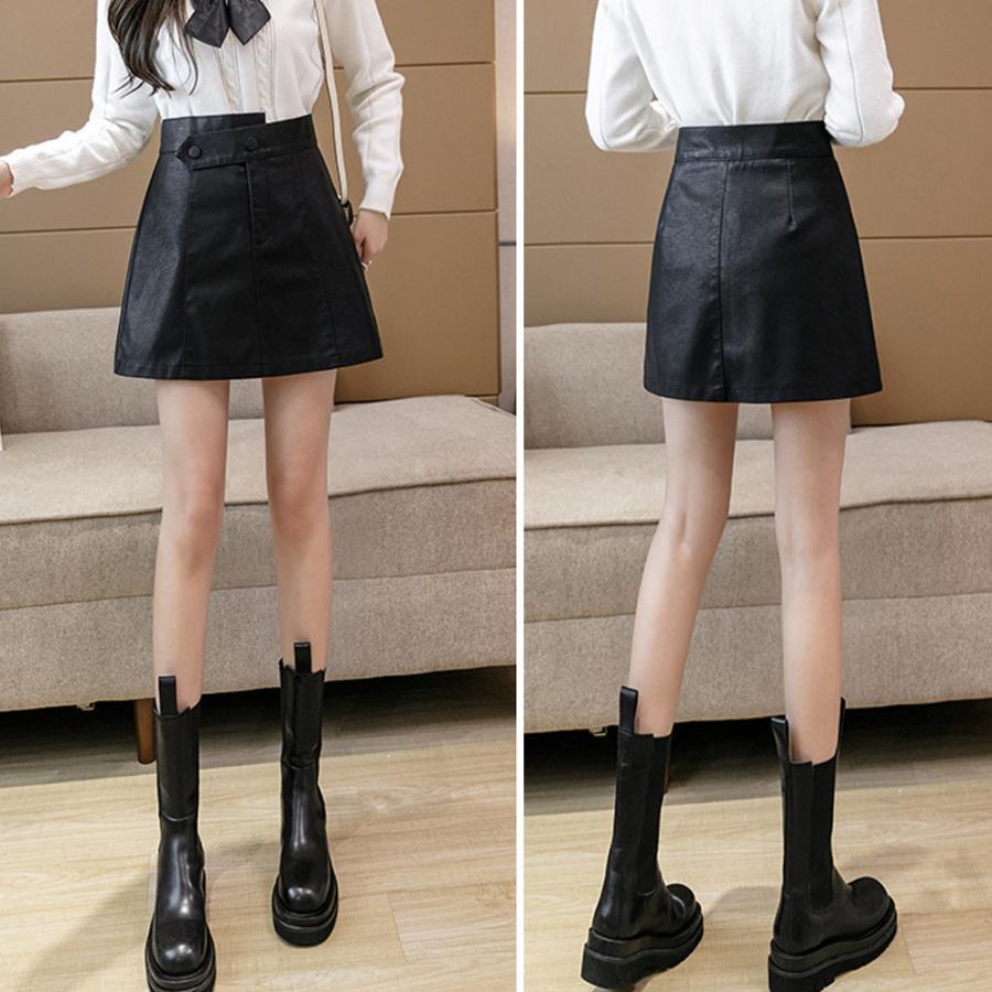 ミニスカート | PUレザー ハイウエスト