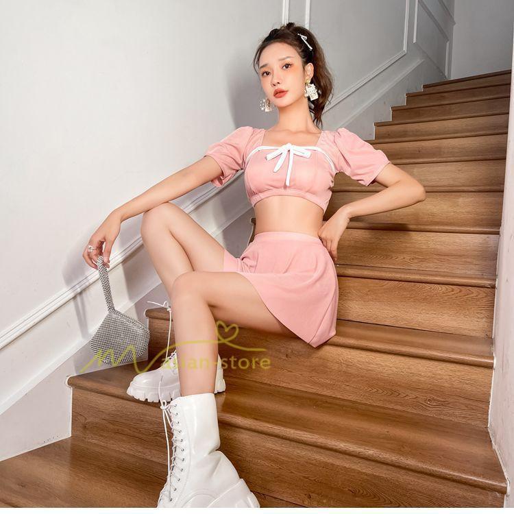 水着 | レディース ワンピース型 体型カバー 温泉2点セット 水着セット セクシー お洒落 可愛い 20代30代40代 無地 セパレート 韓国ファッション 着痩せ