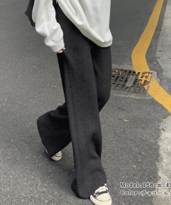 ワイドパンツ | ワイドニットパンツ 韓国風 ロングパンツ