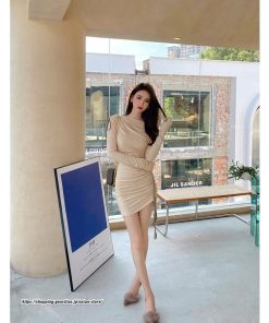 タイト | セクシーワンピース 二次会ワンピース 上品 高級感 ワンピース 長袖 タイトワンピース スリム 美ライン フォーマル オフィス お呼ばれワンピース 結婚式 通勤