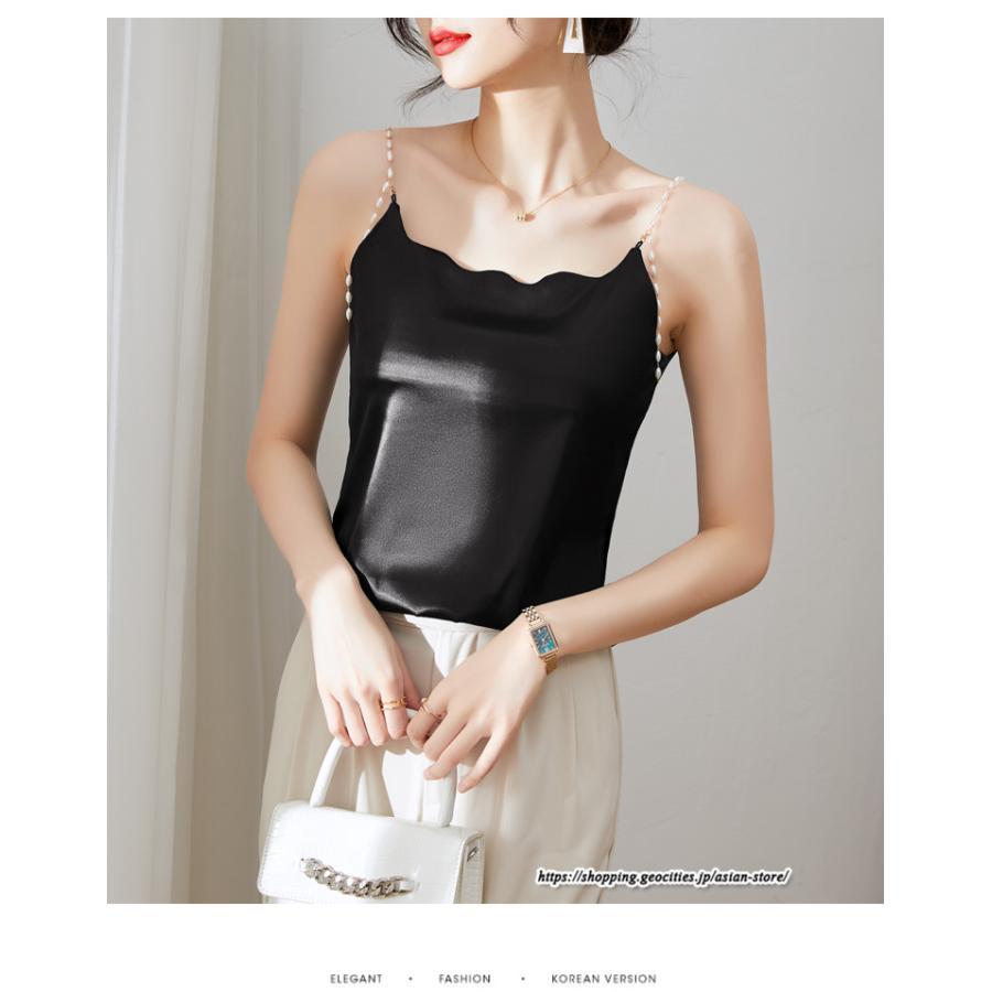 キャミソール タンクトップ | キャミソール サテン インナー レディース 重ね着 キャミ サテン生地 下着 肌着 ノースリーブ 光沢感のあるキャミソール 秋 滑らかな手触り 夏 トップス 春