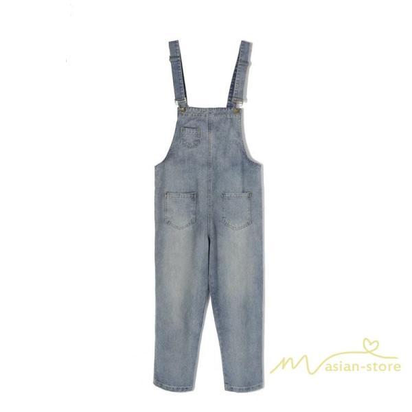 オーバーオール サロペット | サロペットパンツ オーバーオール デニム ゆったり ハイウエスト レディース カジュアル ヴィンテージ加工 無地 2020夏コーデ 復古風 デイリーコーデ
