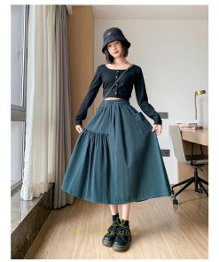 スカート | フレアロング レディース ボトムス ロングAライン ミモレ丈 かっこいい ハイウエスト オシャレ キレイめ 着痩せ