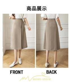 スカート | ひざ丈 ひざ下 ハイウエスト Aライン レディース エレガント レトロ風 着痩せ 上品 トレンド ゆったり 女子会 OL フォーマル 通勤 ビジネス 就活