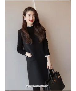 ミディアム | ワンピース ロング ロングワンピース スリム 細身 Vネック スリーブレス 無地 ロング丈 秋冬 レイヤード ノースリーブ